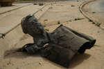 April 10th 2003.
 Destroyed statue of Saddam Hussein as US troops enter the capital.